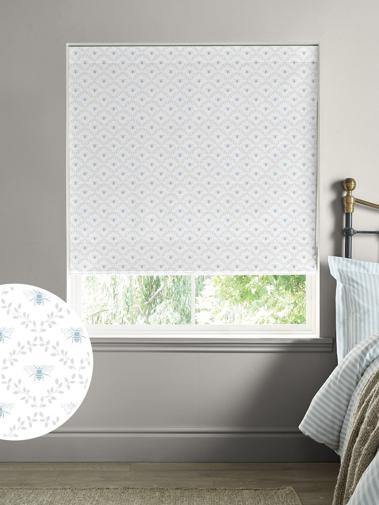 Sophie Allport White Bees and Leaves Made to Measure 100% Cotton Roman Blind - Image 1 of 6