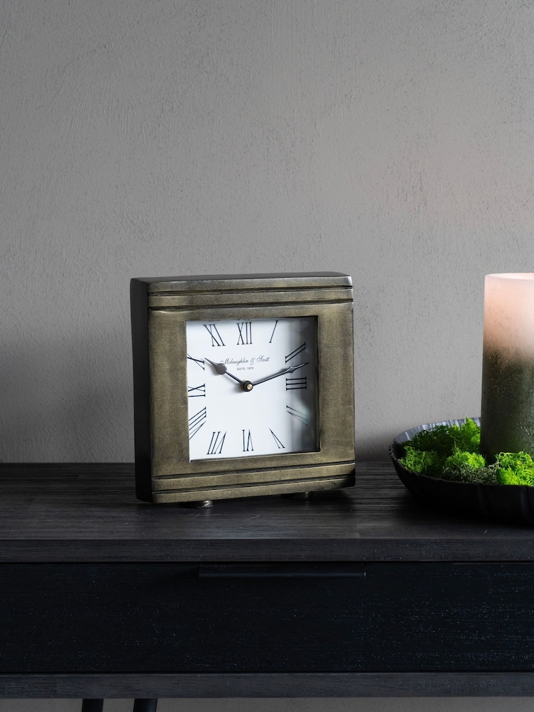 Libra Interiors Bruised Brass Hornchurch Antique Finish Mantel Clock - Image 1 of 6