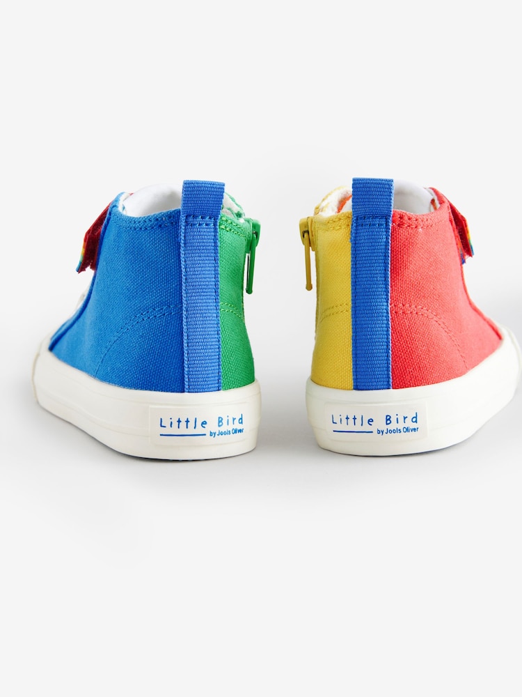 Little Bird by Jools Oliver Red/Blue Younger Multi Canvas Hi-Top Trainers - Image 5 of 6