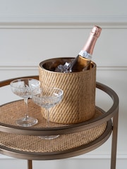 Libra Interiors Burnish Brass Rattan Dusky Gold Champagne Cooler - Image 1 of 5