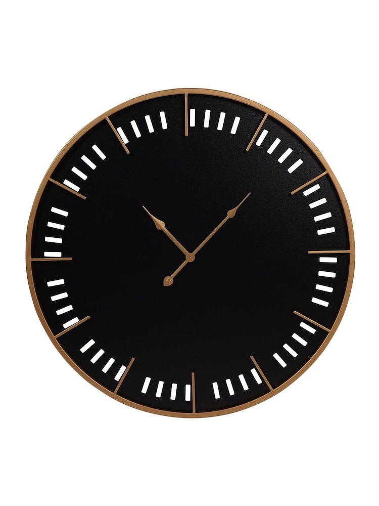 Libra Interiors Black Brass Perforated Indoor Wall Clock - Image 2 of 6