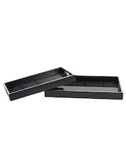 Libra Interiors Set of 2 Black Squares Pattern Trays - Image 2 of 4