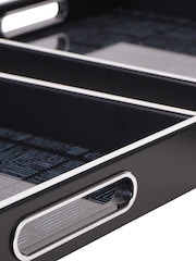 Libra Interiors Set of 2 Black Squares Pattern Trays - Image 4 of 4