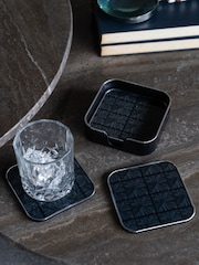 Libra Interiors Set of 4 Black Squares Pattern Coasters - Image 1 of 4