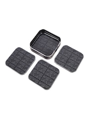 Libra Interiors Set of 4 Black Squares Pattern Coasters - Image 3 of 4