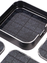 Libra Interiors Set of 4 Black Squares Pattern Coasters - Image 4 of 4