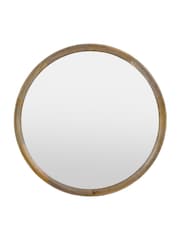 Libra Interiors Natural Leon Round Solid Wood Small Mirror 70cm - Image 2 of 4
