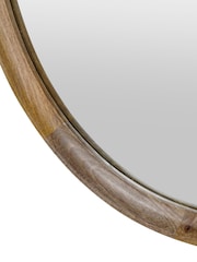 Libra Interiors Natural Leon Round Solid Wood Small Mirror 70cm - Image 4 of 4