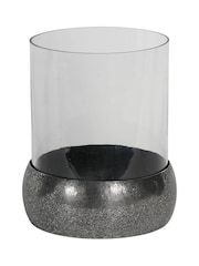 Libra Interiors Silver Dusky Finish Medium Glass Hurricane Candle Holder - Image 2 of 4
