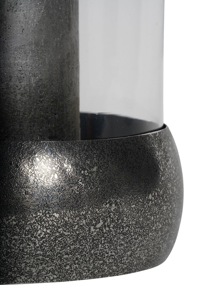 Libra Interiors Silver Dusky Finish Medium Glass Hurricane Candle Holder - Image 4 of 4