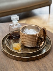 Libra Interiors Burnish Brass Rattan Dusky Gold Ice Bucket with Lid - Image 1 of 6