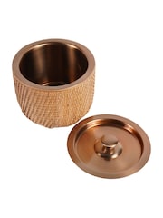 Libra Interiors Burnish Brass Rattan Dusky Gold Ice Bucket with Lid - Image 4 of 6