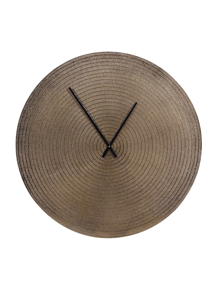 Libra Interiors Champagne Gold Textured Wall Clock - Image 2 of 6