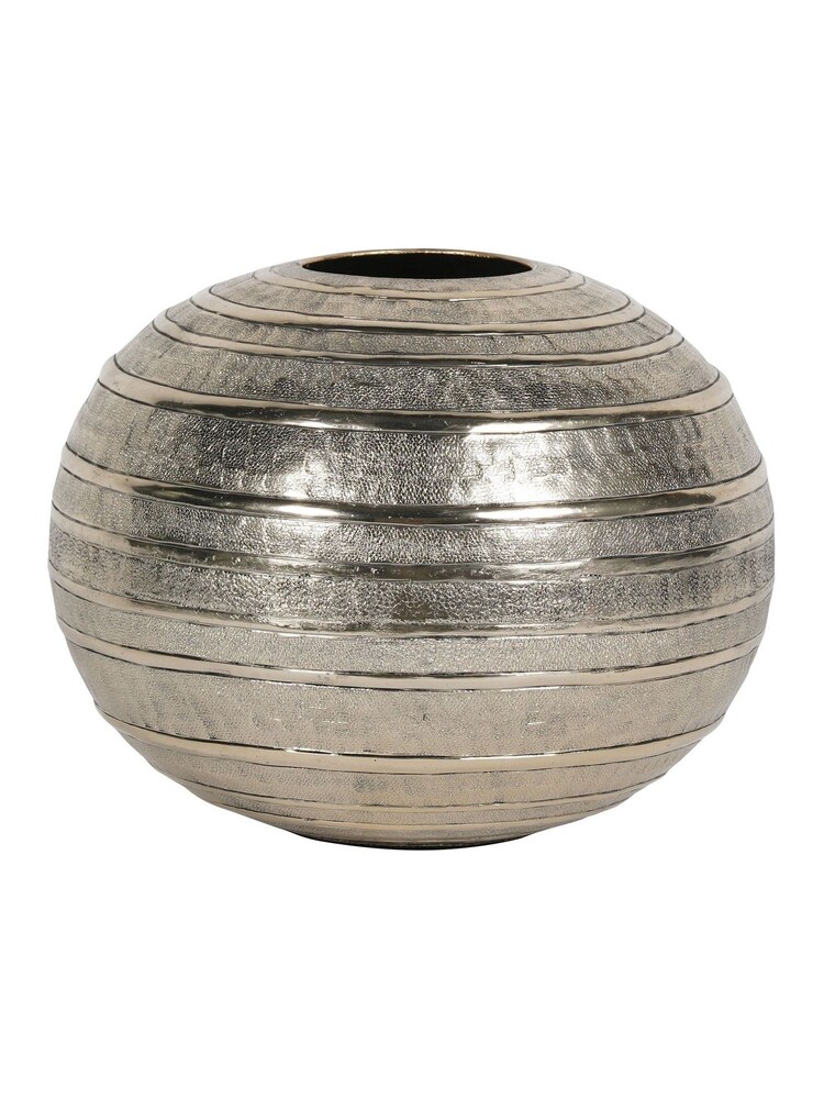 Libra Interiors Antique Gold Gilver Rings Ball Vase - Image 2 of 5
