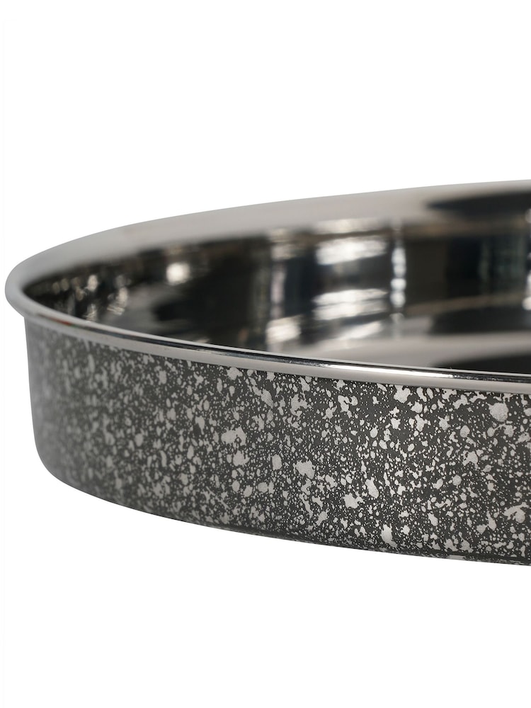 Libra Interiors Silver Dusky Finish Round Bar Tray 35cm - Image 3 of 3