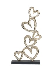 Libra Interiors Gold Black Multi Hearts Sculpture on Wooden Base - Image 2 of 5