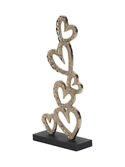 Libra Interiors Gold Black Multi Hearts Sculpture on Wooden Base - Image 3 of 5
