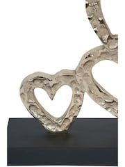 Libra Interiors Gold Black Multi Hearts Sculpture on Wooden Base - Image 5 of 5