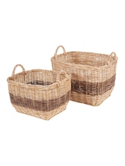 Libra Interiors Natural Black Halong Set of Two Square Storage Baskets - Image 3 of 6