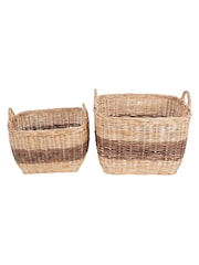 Libra Interiors Natural Black Halong Set of Two Square Storage Baskets - Image 4 of 6