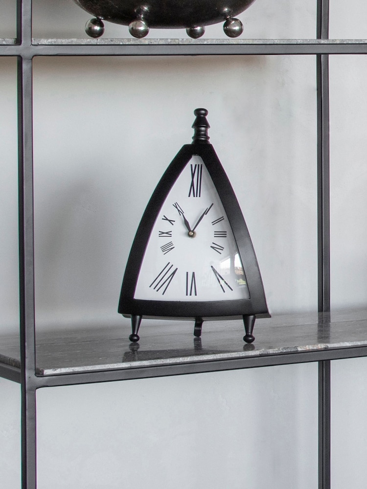 Libra Interiors Black Pyramid Mantel Clock - Image 1 of 6