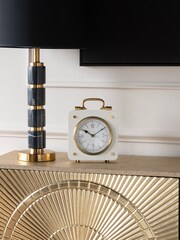 Libra Interiors Ivory Gold Kimberley Mantel Clock - Image 1 of 6