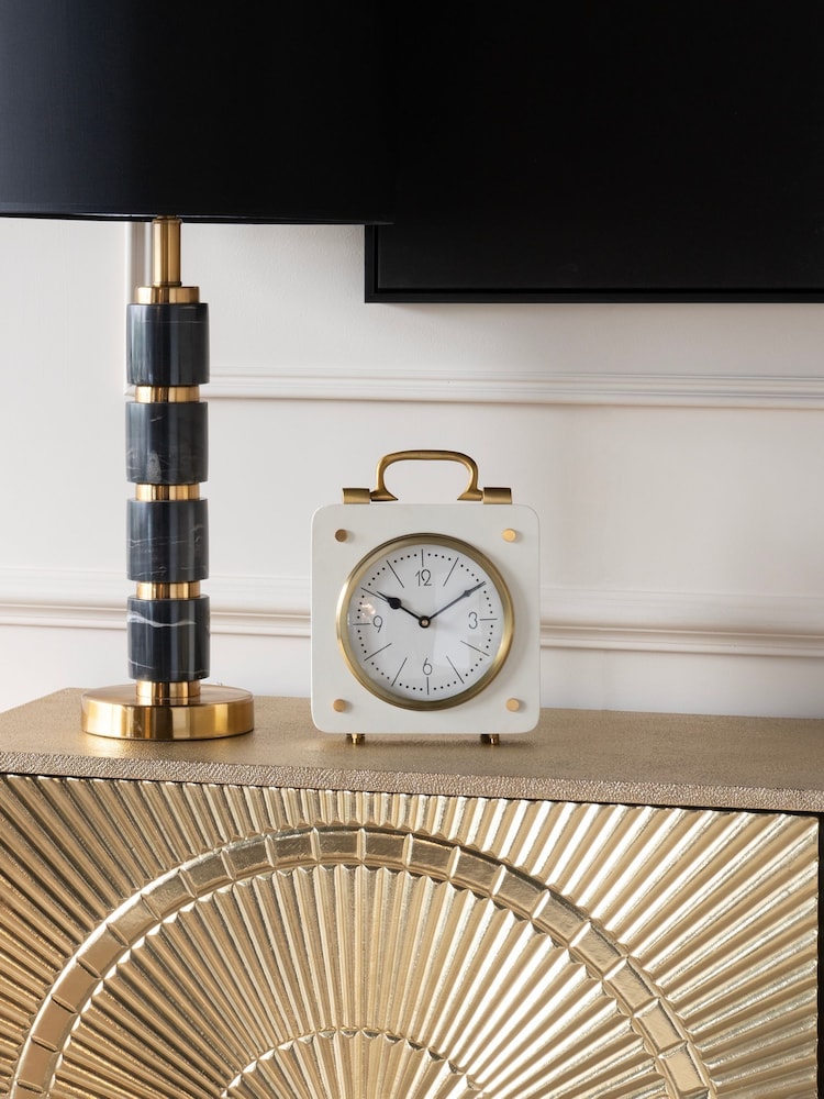 Libra Interiors Ivory Gold Kimberley Mantel Clock - Image 1 of 6