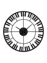 Libra Interiors Black White Piano Skeleton Outdoor Metal Wall Clock - Image 2 of 5