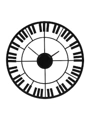 Libra Interiors Black White Piano Skeleton Outdoor Metal Wall Clock - Image 3 of 5