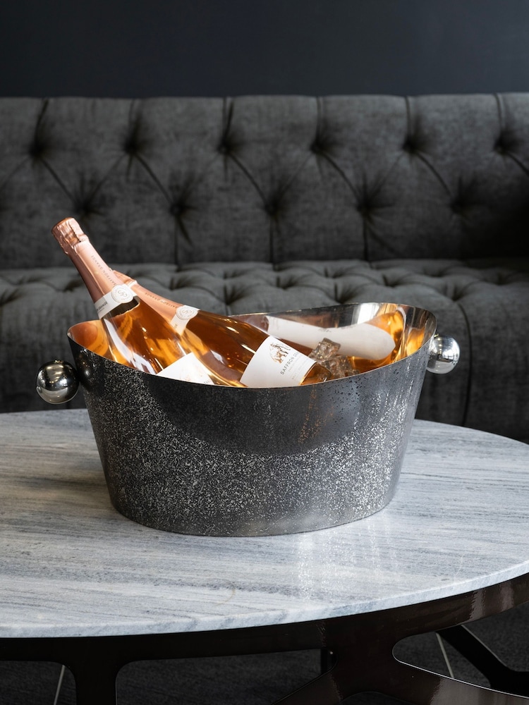 Libra Interiors Silver Dusky Finish Oval Party Tub 52cm - Image 1 of 4