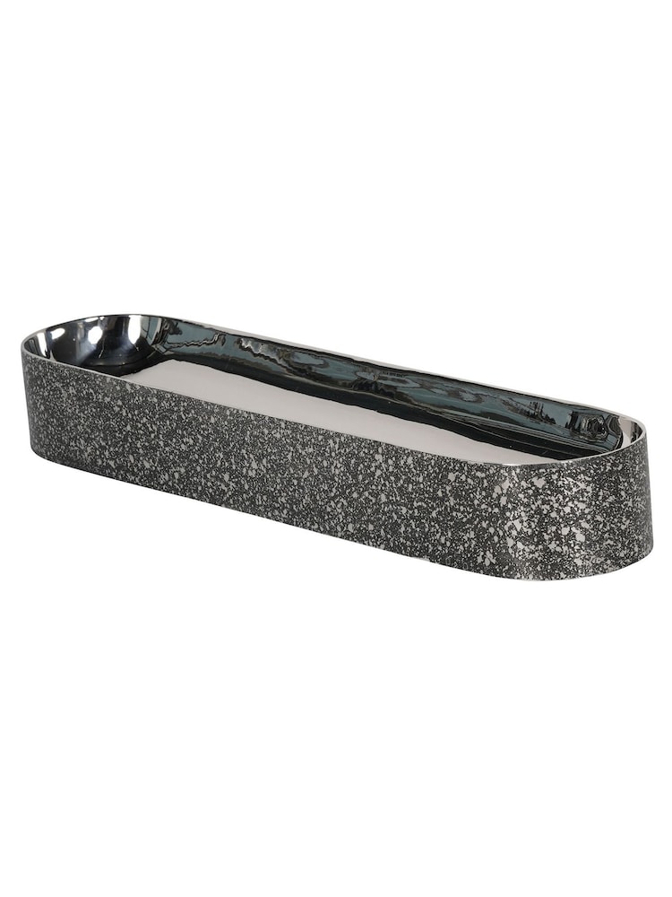 Libra Interiors Silver Dusky Finish Small Server 38cm - Image 2 of 4
