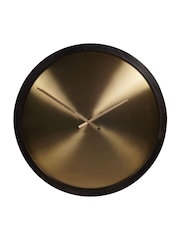 Libra Interiors Black Smoky Wood Frame Frame W Brass A Iron Dial Wall Clock with Wooden Frame - Image 2 of 4