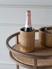 Libra Interiors Burnish Brass Rattan Dusky Wine Cooler - Image 1 of 5