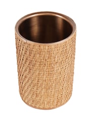 Libra Interiors Burnish Brass Rattan Dusky Wine Cooler - Image 2 of 5