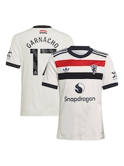 adidas White Kids Manchester United EPL Third Shirt 2024-25 with Garnacho 17 Printing - Image 1 of 3