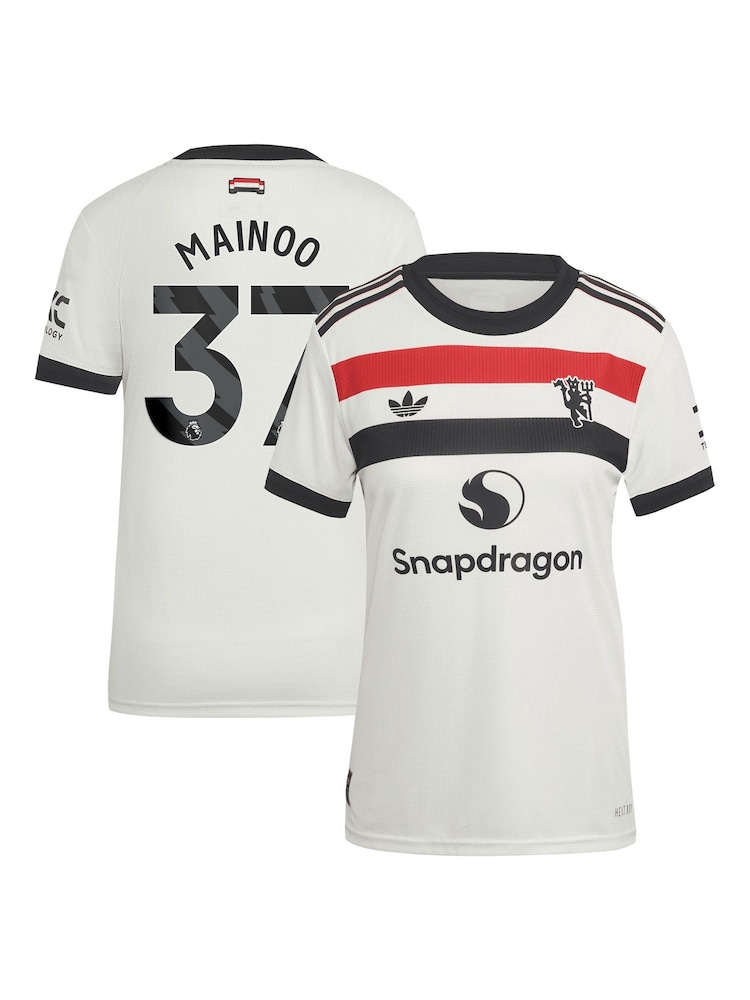 adidas orignal White Womens Manchester United EPL Third Authentic Shirt 2024-25 With Mainoo 37 Printing - Image 1 of 3