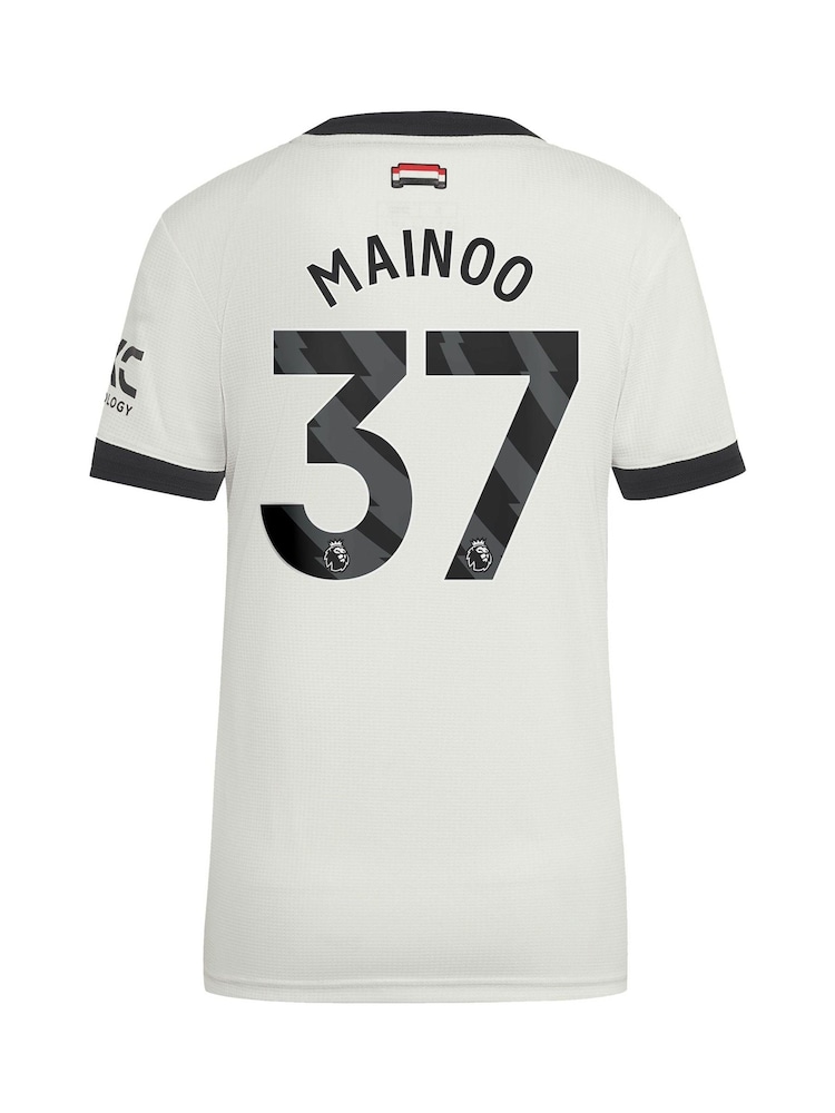 adidas orignal White Womens Manchester United EPL Third Authentic Shirt 2024-25 With Mainoo 37 Printing - Image 3 of 3