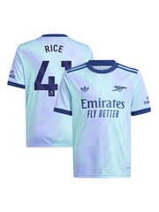 adidas Blue Kids Rice 41 printing Arsenal Third Shirt 2024-25 - Image 1 of 3