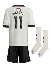 adidas White Manchester United EPL Third Mini Kit 2024-25 with Zirkzee 11 Printing - Image 2 of 3