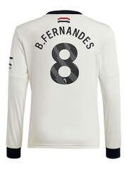 adidas White Kids Manchester United EPL Third Long Sleeve Shirt 2024-25 with B.Fernandes 8 Printing - Image 3 of 3