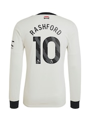 adidas White Manchester United EPL Third Authentic Shirt 2024-25 Long sleeve With Rashford 10 Printing - Image 2 of 3