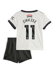 adidas White Manchester United EPL Third Kit 2024-25 Baby with Zirkzee 11 Printing - Image 2 of 3