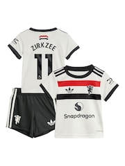 adidas White Manchester United EPL Third Kit 2024-25 Baby with Zirkzee 11 Printing - Image 3 of 3