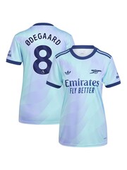 adidas Blue Womens Arsenal Third Shirt 2024-25 Odegaard 8 Printing - Image 1 of 3