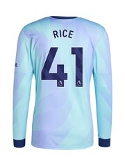 adidas orignal Blue Arsenal Third Shirt 2024-25 Long Sleeve Rice 41 Printing - Image 3 of 3