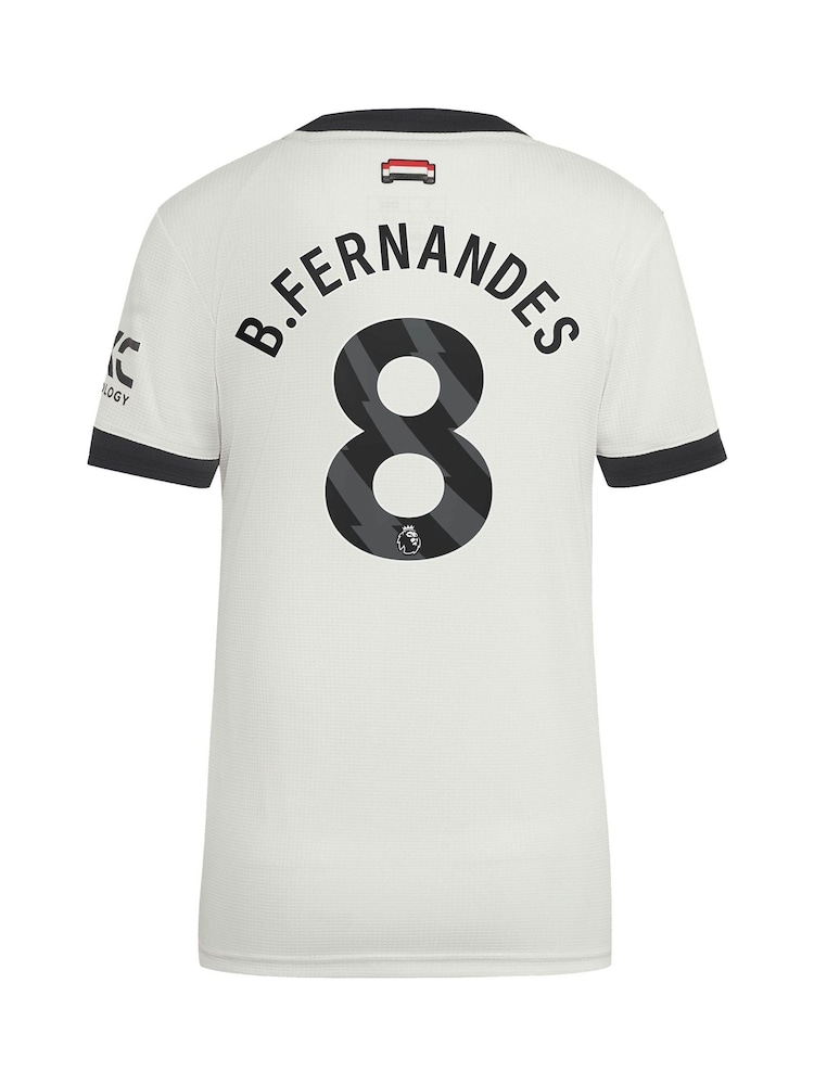 adidas White Womens Manchester United EPL Third Authentic Shirt 2024-25 With B.Fernandes 8 Printing - Image 2 of 3