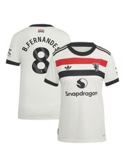adidas White Womens Manchester United EPL Third Authentic Shirt 2024-25 With B.Fernandes 8 Printing - Image 3 of 3