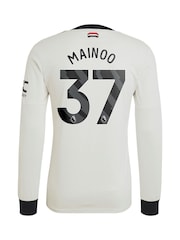 adidas orignal White Manchester United EPL Third Authentic Shirt 2024-25 Long sleeve With Mainoo 37 Printing - Image 2 of 3