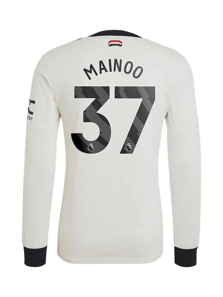 adidas orignal White Manchester United EPL Third Authentic Shirt 2024-25 Long sleeve With Mainoo 37 Printing - Image 2 of 3