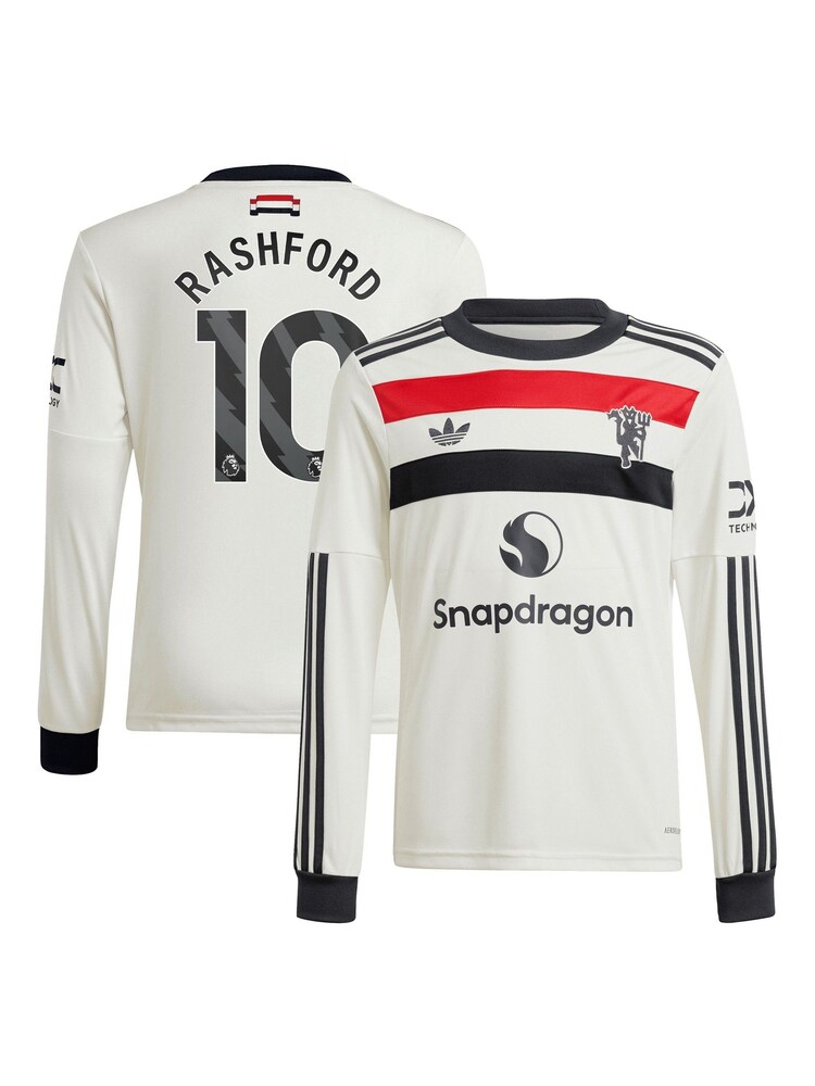 adidas Kids Manchester United EPL Third Shirt 2024-25 Long Sleeve with Rashford 10 Printing - Imagen 1 de 3